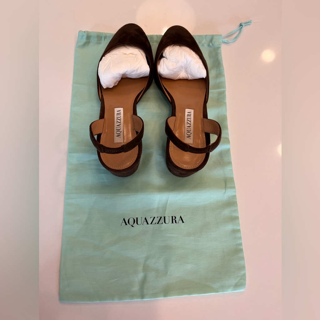 Aquazzura Brown Suede Slingback Heels